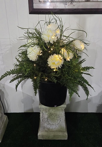Artificial Potted Mums-Ferns Lit - Gallery
