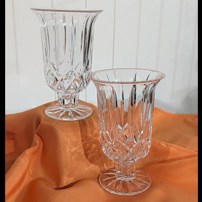 Tuscany Hurricane Vase - Event Rentals - cheap Crystal Tuscany vases Centerpieces for rent 